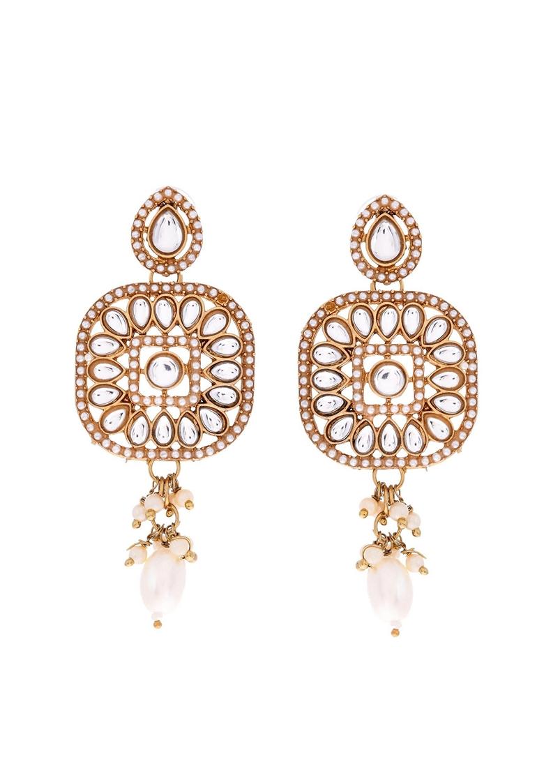 White Kundan Stone Studded Long Necklace Set