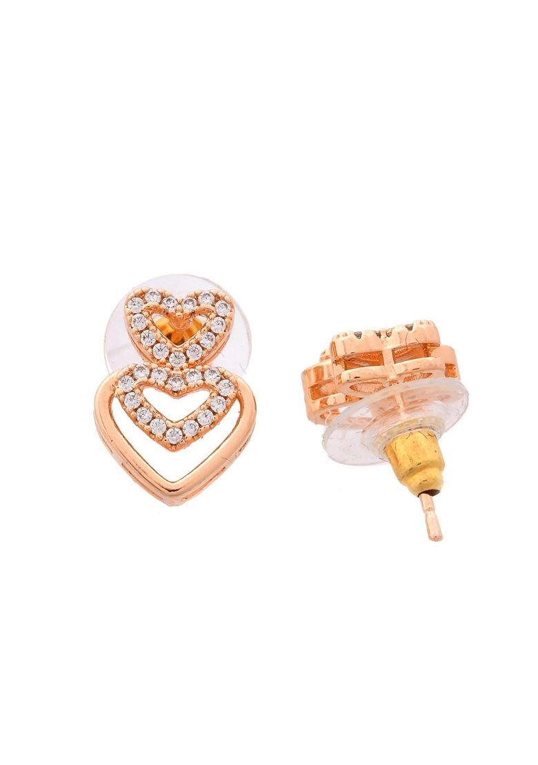 Gold Plated Ad Stone Studded Heart Shaped Necklace Set