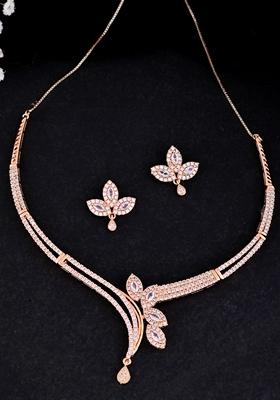 Gold Plated Designer Ad Studded Necklace Set