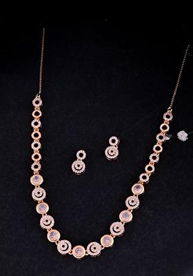 Gold Plated Ad Stone Studded Circular Designer Necklace Set