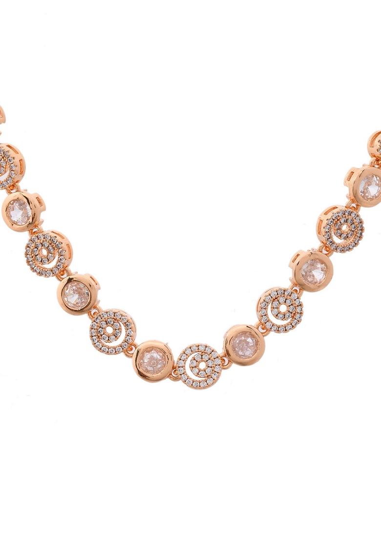 Gold Plated Ad Stone Studded Circular Designer Necklace Set