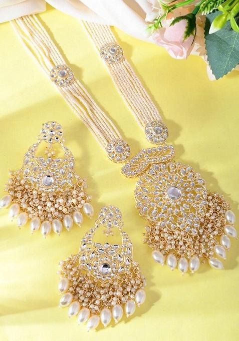 Gold Plated Wedding Pearl Necklace Set