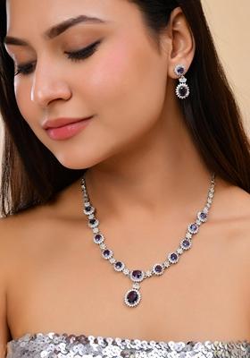 Blue Blue Ad Stone Studded Necklace Set