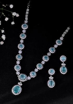 Sea Green Sea Green Ad Studded Designer Necklace Set