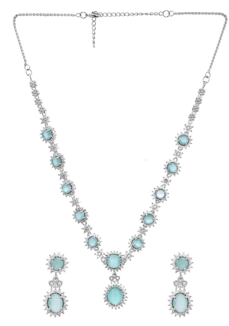 Sea Green Sea Green Ad Studded Designer Necklace Set