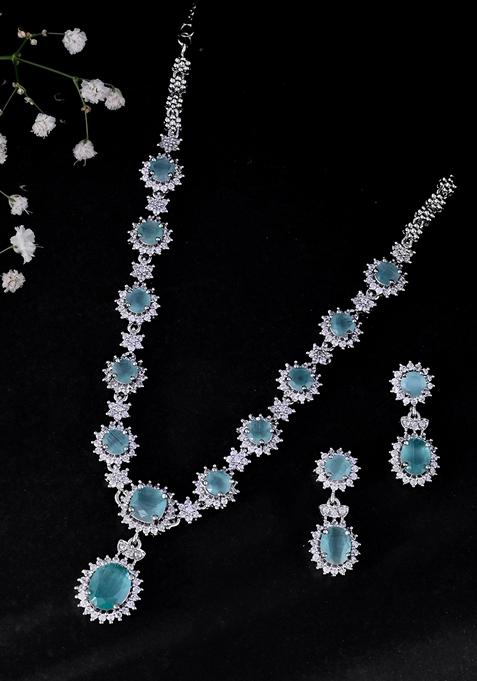 Sea Green Sea Green Ad Studded Designer Necklace Set