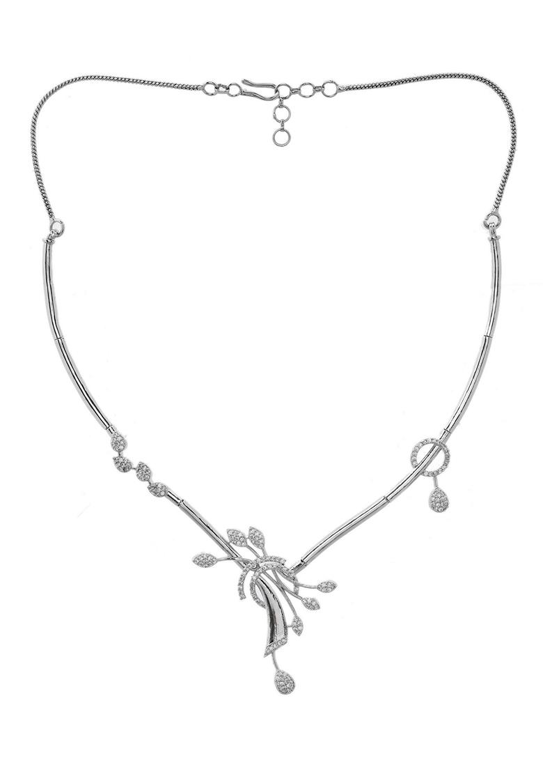 Silver Toned Stylish Ad Studded Necklace Set