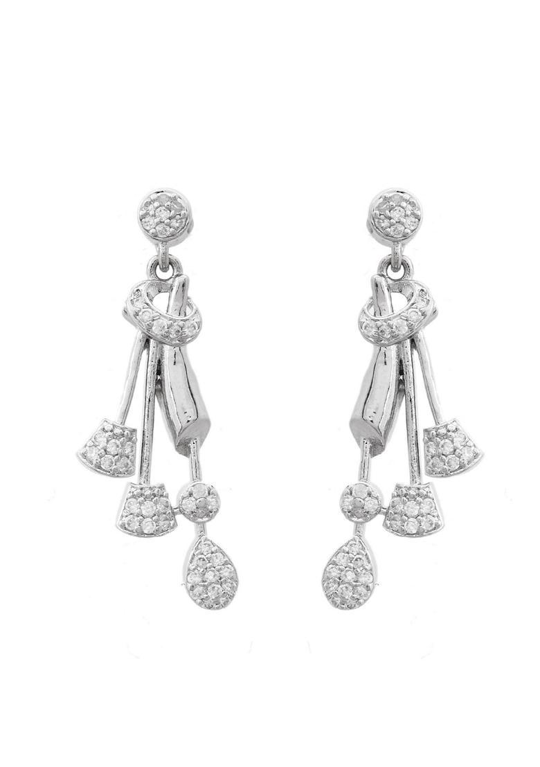 Silver Plated Ad Stone Studded Designer Necklace With Earrings Set