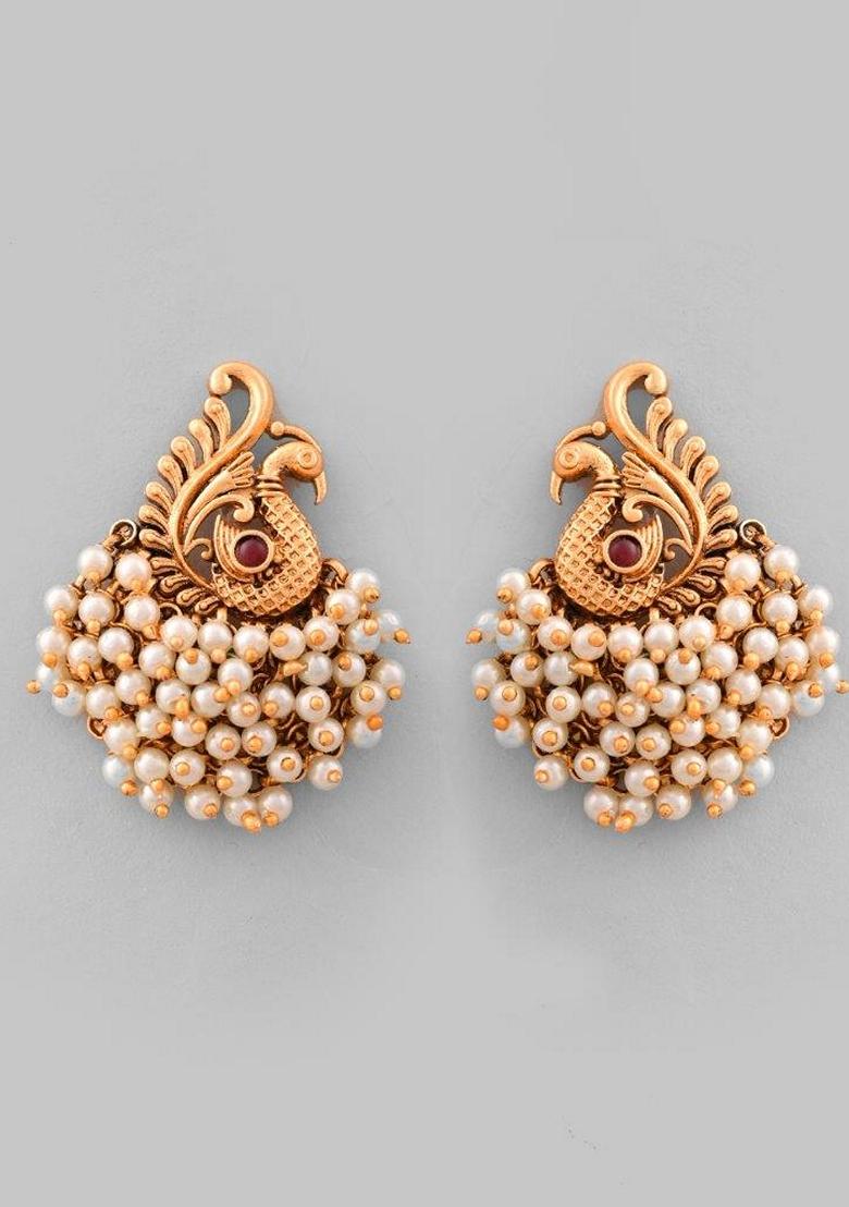 Gold South Indian Traditional Peacock Shaped Copper Necklace Set