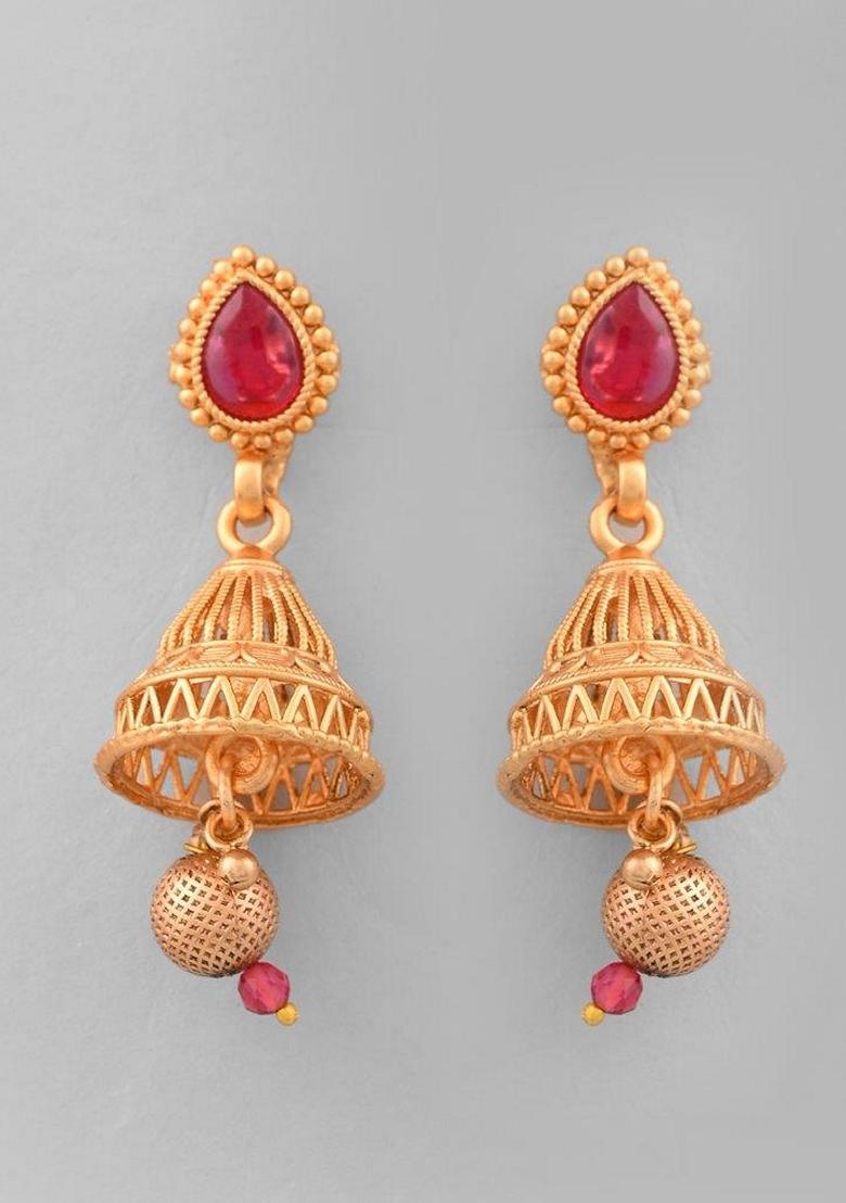 Gold Plated Ruby Stone Studded Necklace Set