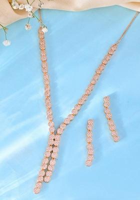 Gold Plated Ad Stone Studded Circular Necklace Set