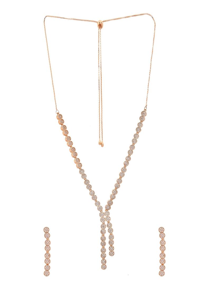 Gold Plated Ad Stone Studded Circular Necklace Set