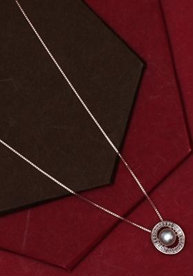 925 Pure Silver Zircon Studded Rose Gold Chain Pendant Set