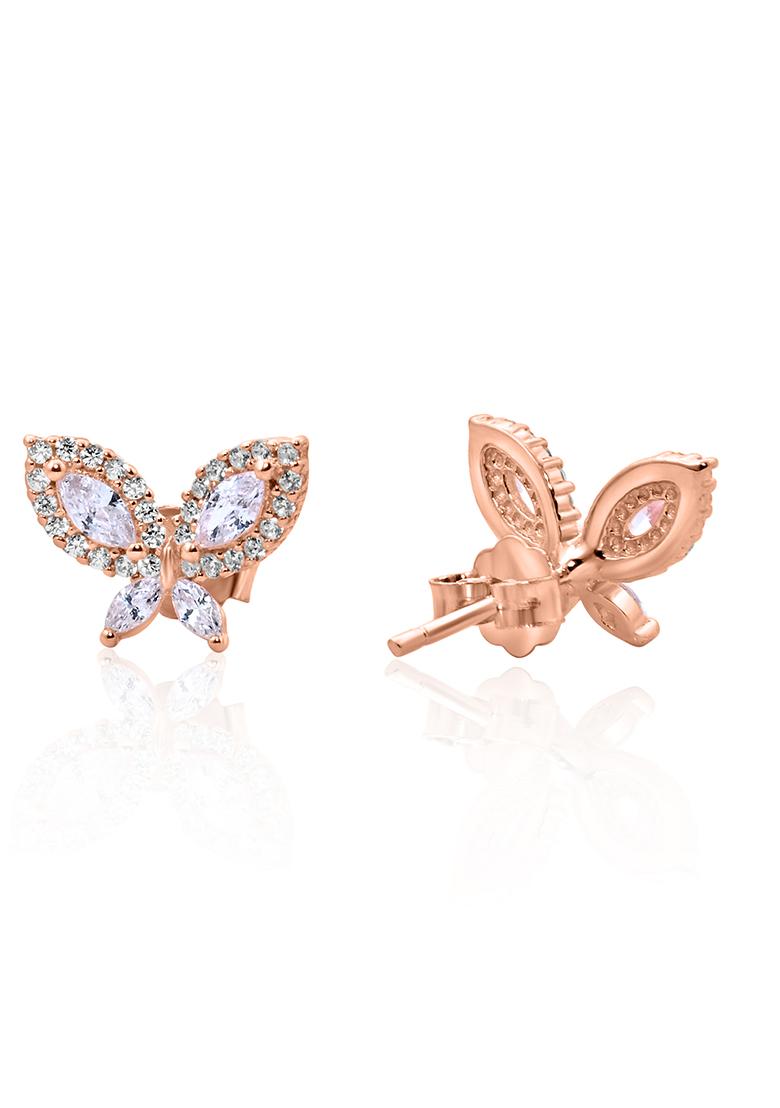 925 Pure Silver Zircon Studded Rose Gold Chain Pendant Set