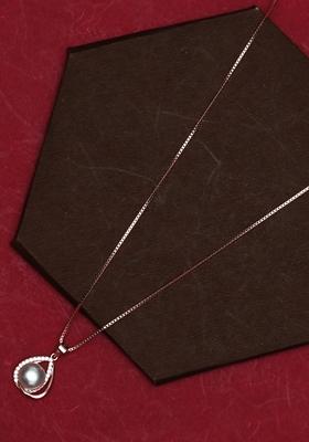 925 Pure Silver Zircon Studded Rose Gold Chain Pendant Set