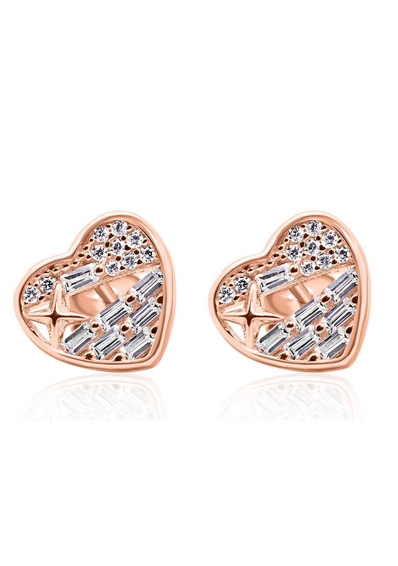 925 Pure Silver Zircon Studded Rose Gold Chain Pendant Set