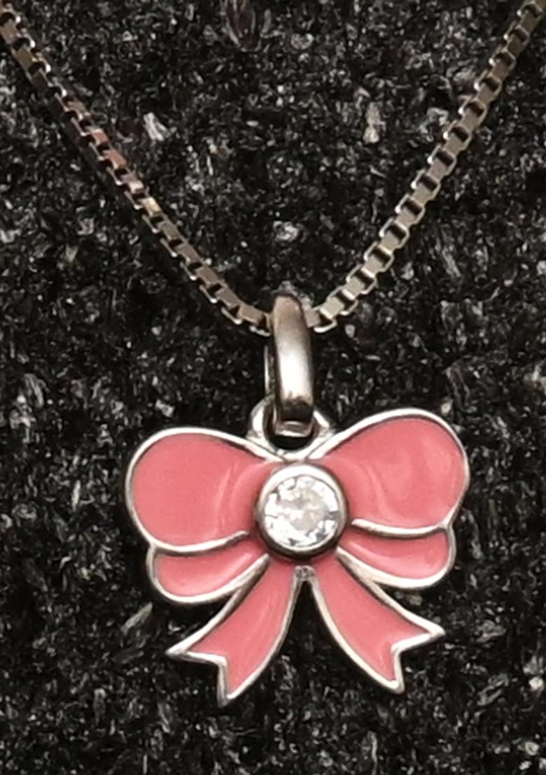 Peach 925 Pure Silver Butterfly Inspired Chain Pendant Set