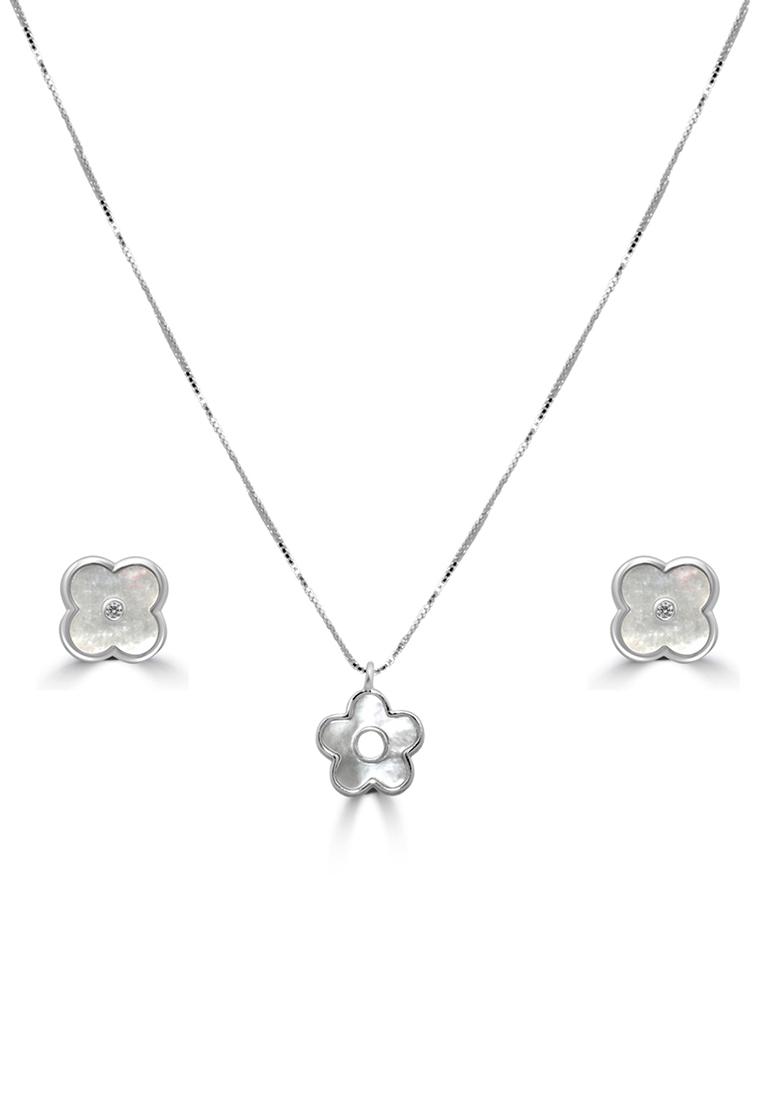 925 Pure Silver Floral Chain Pendant Set