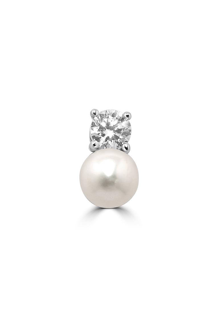 925 Pure Silver Pearl Zircon Studded Pendant Set