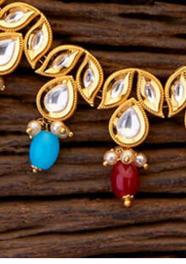 Multicolor Kundan Stone Work Alloy Necklace Set