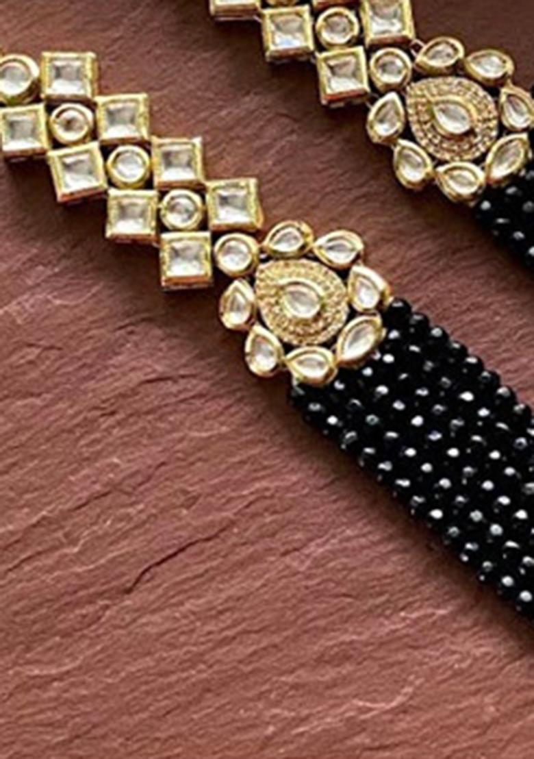 Black Kundan Stone Work Alloy Necklace Set