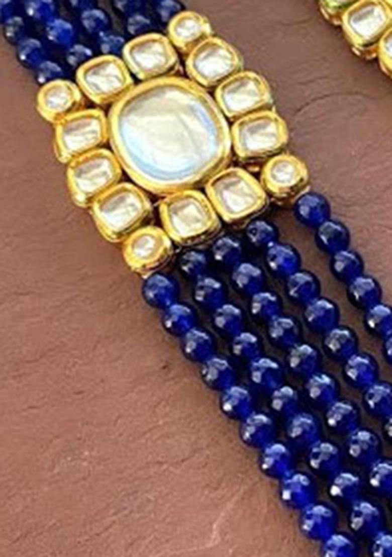 Blue Kundan Stone Work Alloy Necklace Set