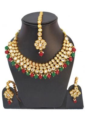Multicolor Kundan Stone Work Alloy Necklace Set