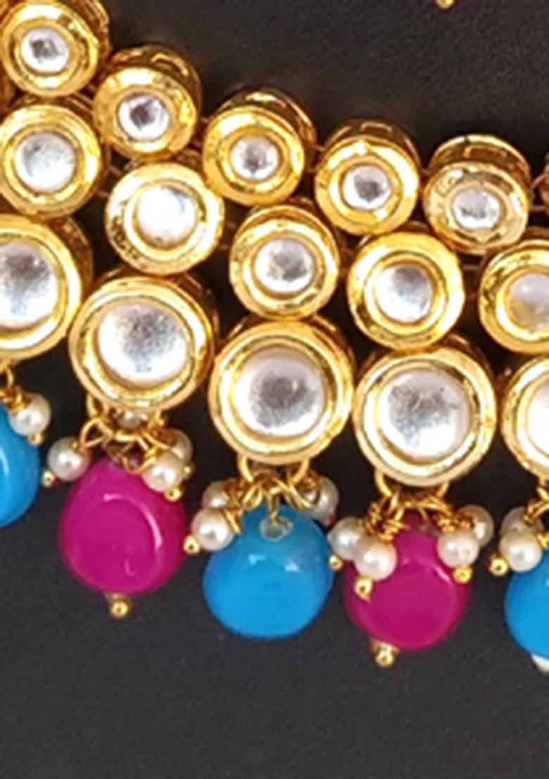 Multicolor Kundan Stone Work Alloy Necklace Set