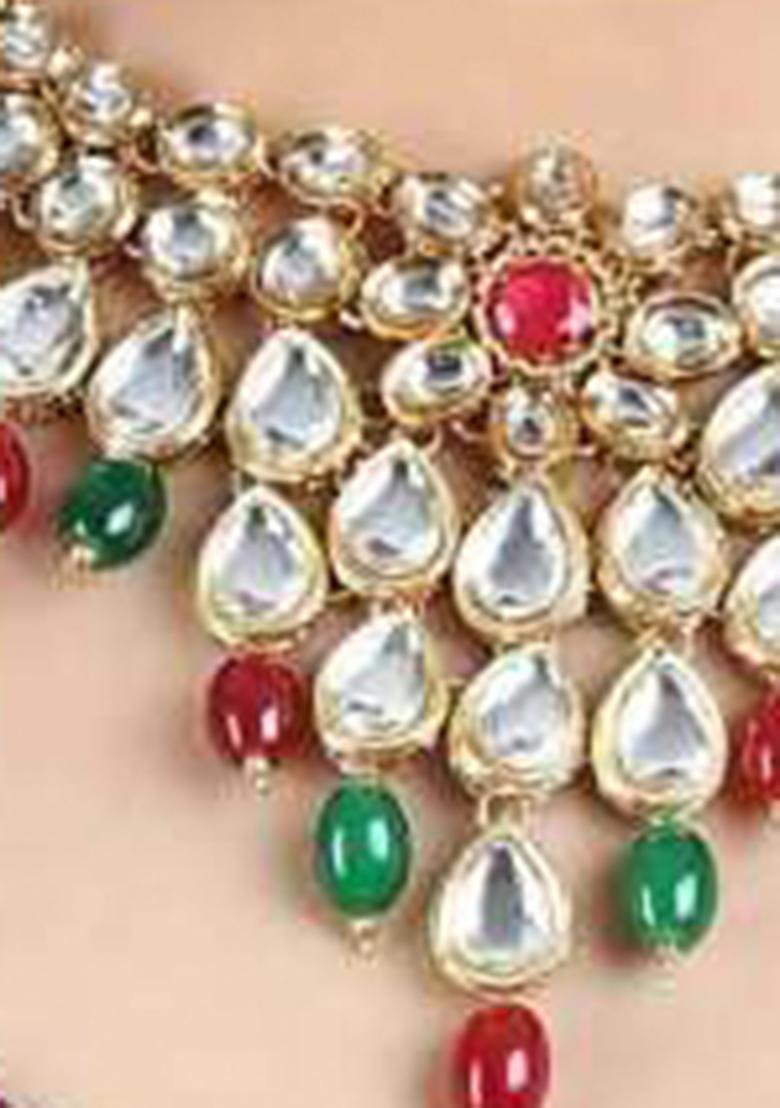 Multicolor Kundan Stone Work Alloy Necklace Set
