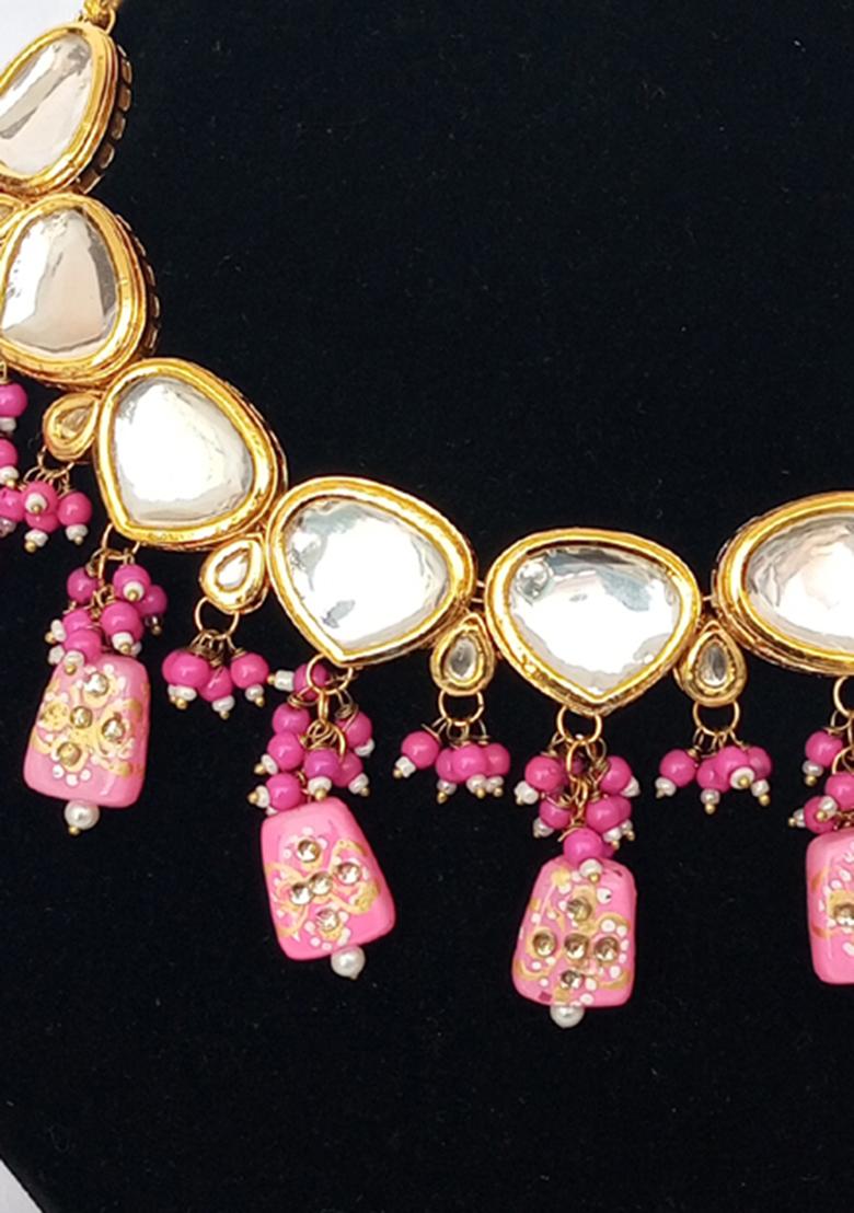 Purple Kundan Stone Work Alloy Jewellery Set