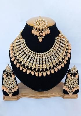Cherry Red Kundan Stone Work Alloy Jewellery Set