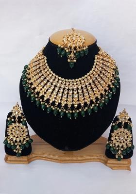Blue Kundan Stone Work Alloy Jewellery Set
