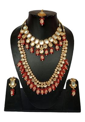 Multicolor Kundan Stone Work Alloy Jewellery Set