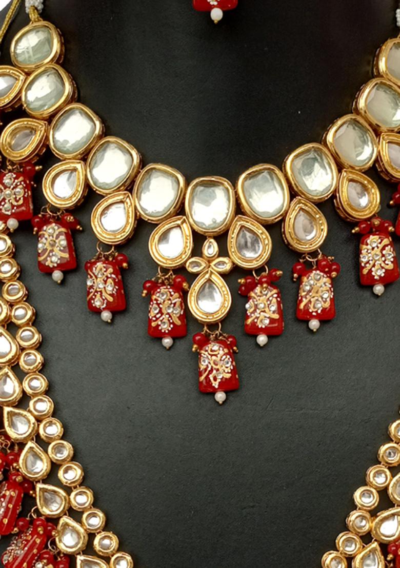 Multicolor Kundan Stone Work Alloy Jewellery Set