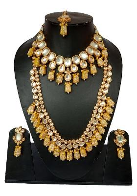 Blue Kundan Stone Work Alloy Jewellery Set