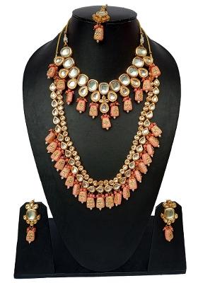 Light Green Kundan Stone Work Alloy Jewellery Set