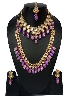 Pink Kundan Stone Work Alloy Jewellery Set