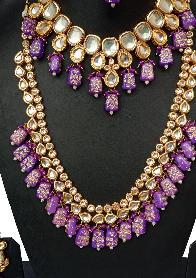 Pink Kundan Stone Work Alloy Jewellery Set
