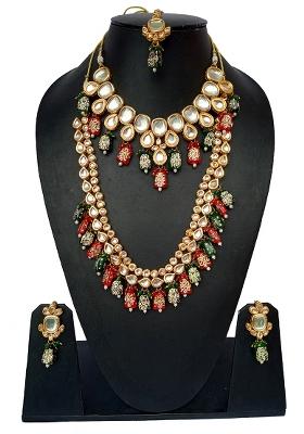 Ligth Pink Kundan Stone Work Alloy Jewellery Set