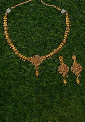 Golden White Polki Necklace