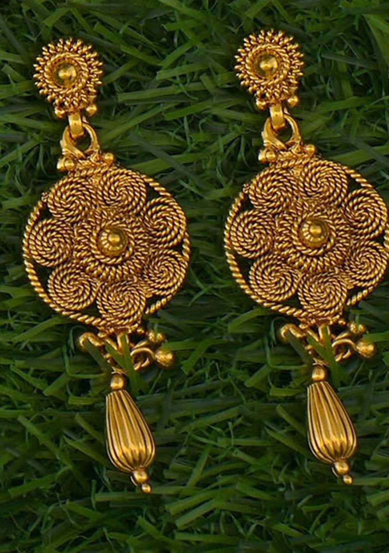 Golden White Polki Necklace - Indya
