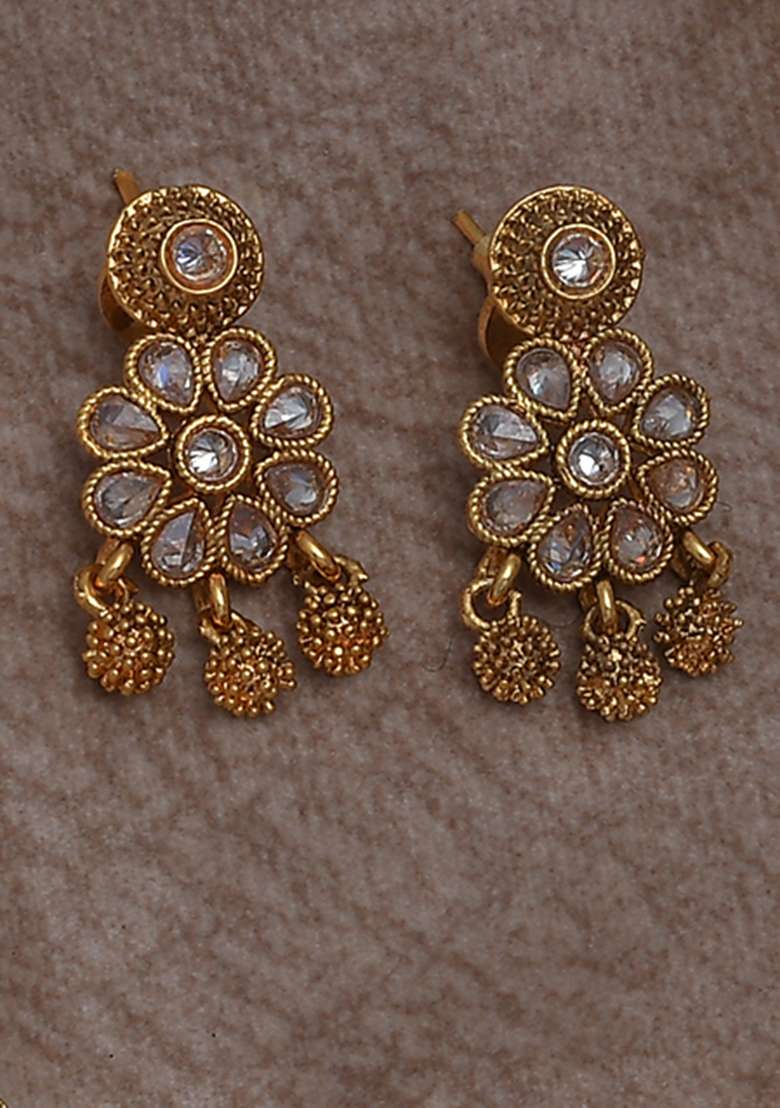 Golden White Polki Necklace - Indya