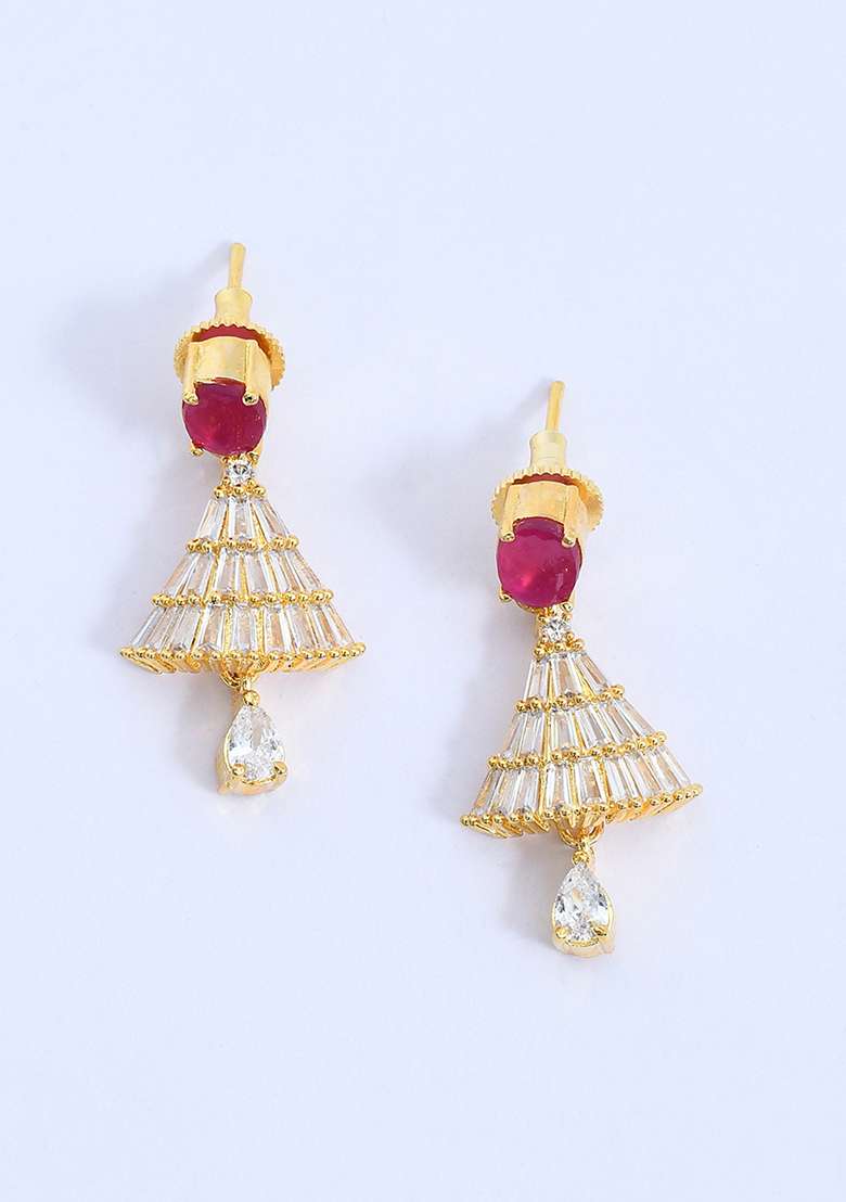 Red Gold Plated Stone Jewellery Set - Indya