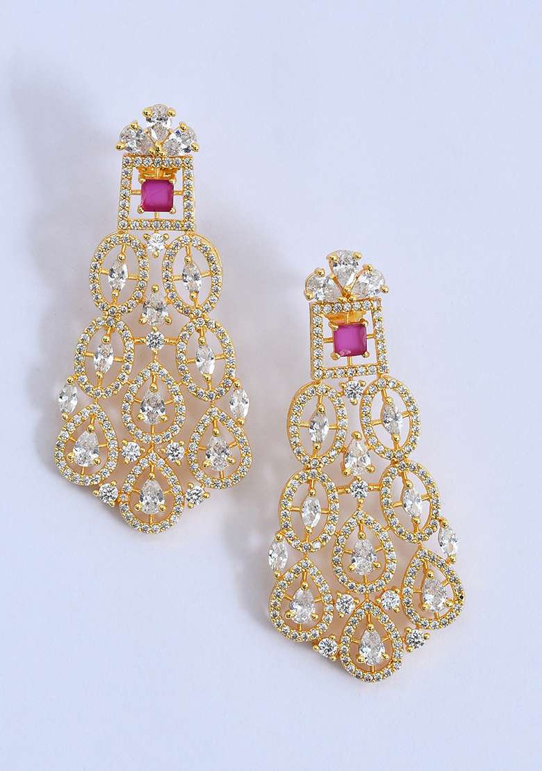 Red Gold Plated Stone Jewellery Set - Indya