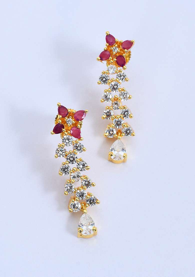 Red Gold Plated Stone Jewellery Set - Indya