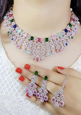 Multi Silver Plated Ad Necklace Set