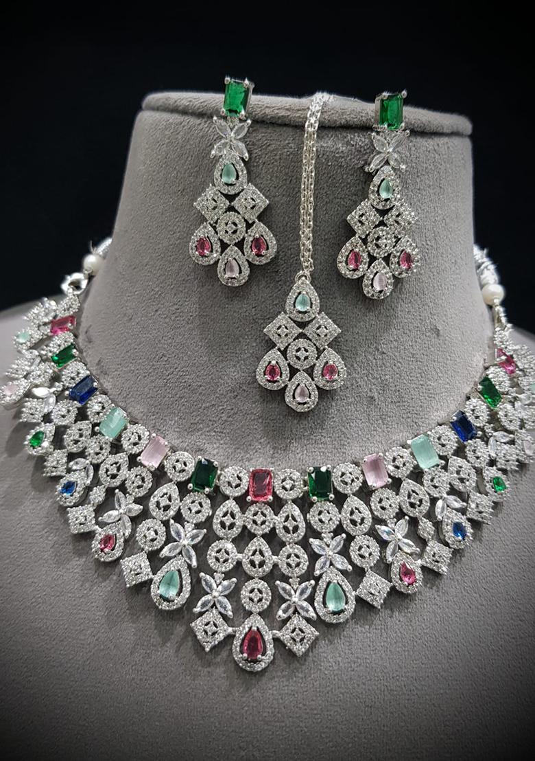 Multi Silver Plated Ad Necklace Set