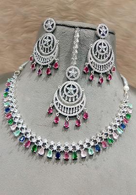 Multi Silver Plated Ad Necklace Set