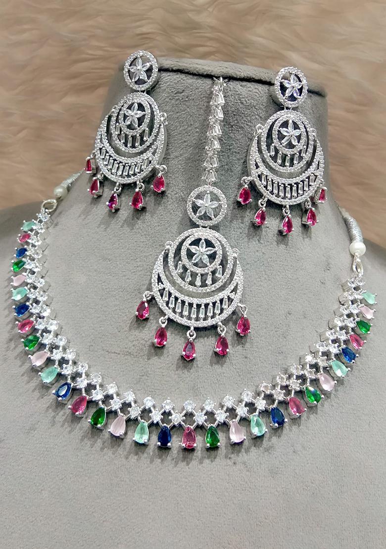 Multi Silver Plated Ad Necklace Set