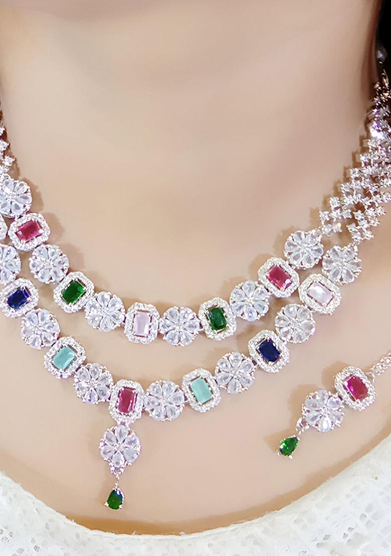 Multi Silver Plated Ad Necklace Set
